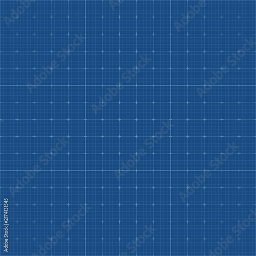 Blueprint seamless pattern with white grid lines on blue background. Seamless pattern for horizontal or vertical alignment. Geometric matrix grid pattern for technical, architectural digital.