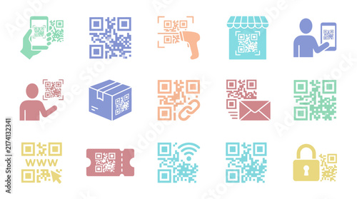 Collection of various digital icons.
