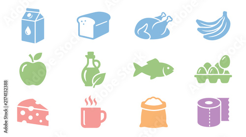 Food icons on white background.