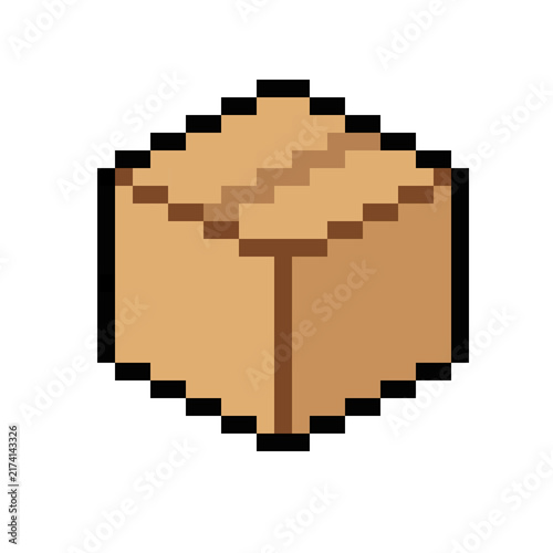 Isometric Pixel Art Cardboard Box Isolated