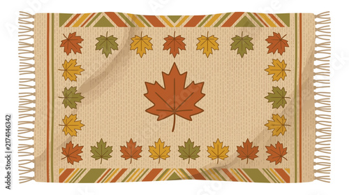 Bild auf Leinwand Fall Season Decorative Rug with Maple Leaf Pattern