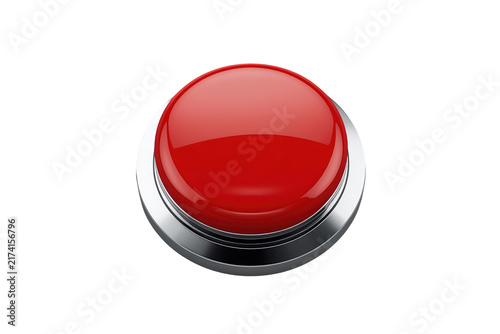 Plakat Large red push button on silver circular base