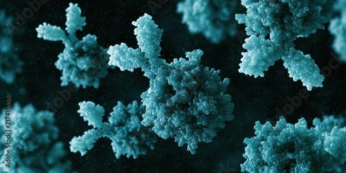 Complex Molecular Structure in Teal Blue, Microscopic Abstract Background