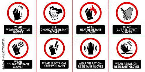 Transparent PNG of wear protective gloves, wear safety gloves, wear heat resistant gloves, wear electrical safety gloves, wear cut resistant gloves, wear chemical resistant gloves, disposable gloves.