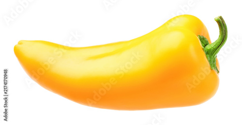 Bild auf Leinwand One yellow jalapeno pepper isolated on white