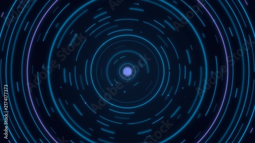 Holographic Blue Premium AI Processing Core Cybernetic Rings Seamless Loop - 4K Seamless Loop