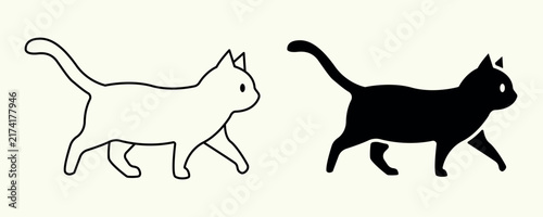 Editable outline cat icons. Vector cat icons set
