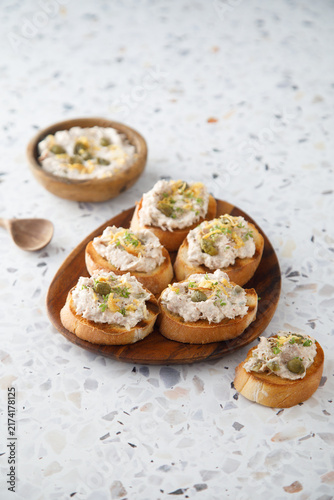 Homemade fish pate with capers