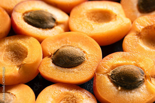 Ripe fresh apricots. Fruit. Summer fruits for harvesting, agriculture, and the food industry.
