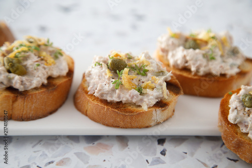 Homemade fish pate with capers