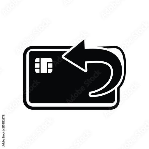 Quadro su tela Credit card refund icon, vector illustration of a payment card with a return arr