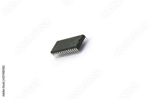 Canvas Print A blurry microcontroller on a white background