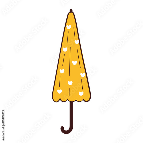 cute hand drawn cartoon yellow umbrella for sticker and icon