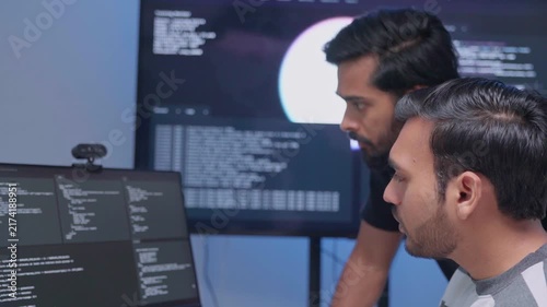 Team engineers software developers are brainstorming and using computer writing code to develop AI technology. Programmer using laptop work system about artificial intelligence and cyber security