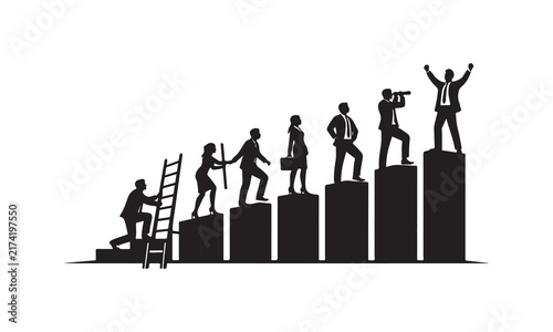 Financial ladder seamlessly transforming into an increasing bar graph