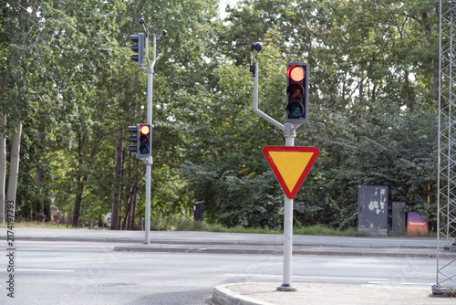 Photography red traffic light, Nacka,Sverige,Sweden,Stockholm ,summer