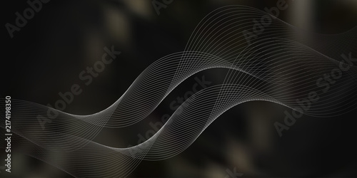 PrintThe black background features thin  curved lines in gold and white that run horizontally  giving the image a luxurious and slightly moving look. This piece feels elegant and easy on the eyes.