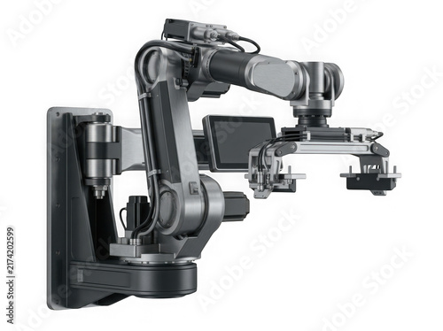 industrial robotic arm collaborative robot automation equipment isolated on transparent background