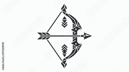 Tribal style archery bow and arrow vector illustration.