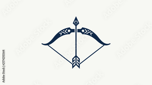 Minimalist tribal bow and arrow logo design.