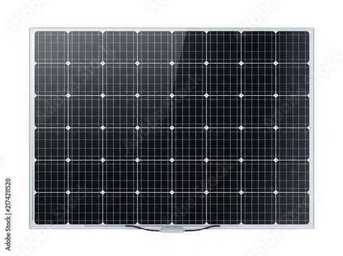 black monocrystalline solar panel module renewable energy equipment isolated on transparent background