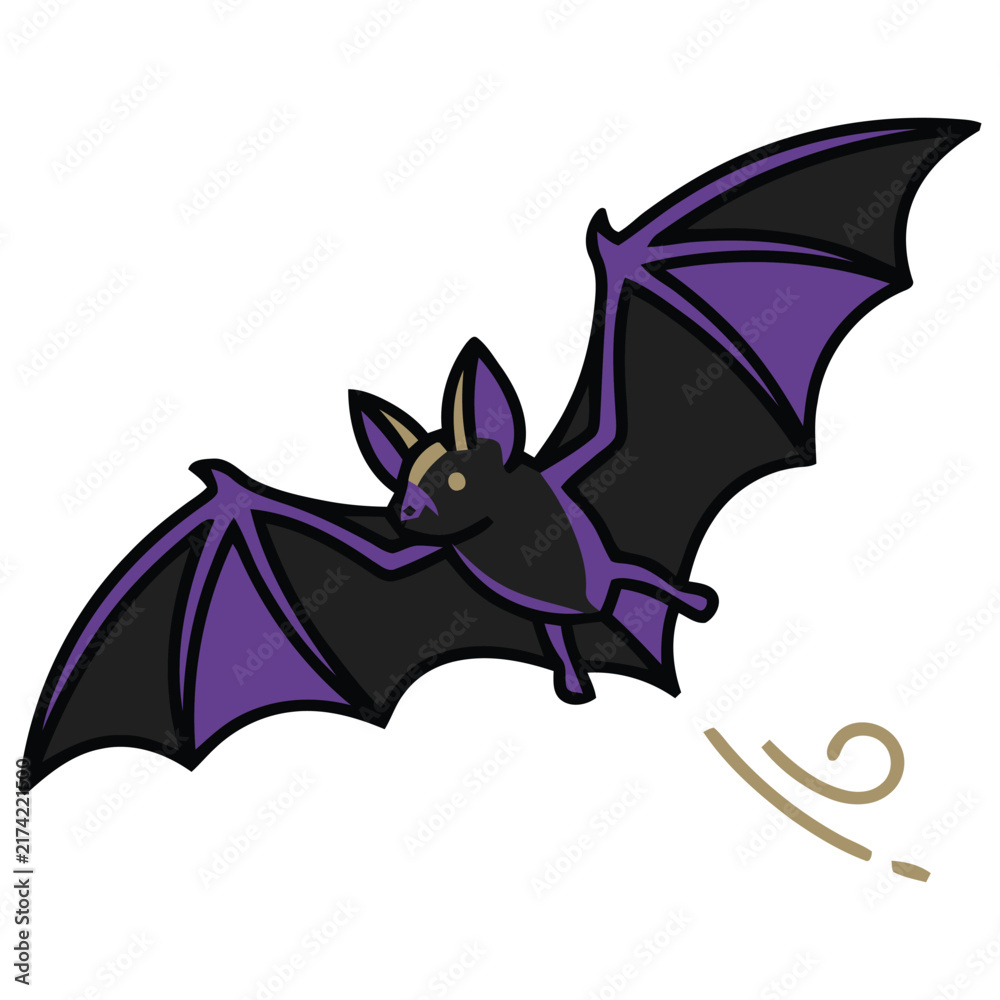 Fototapeta premium Flying Purple Halloween Bat Illustration