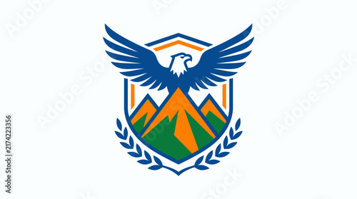 Eagle mountain crest logo design illustration.