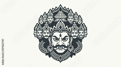 Ravana ten headed demon king of Hindu mythology.