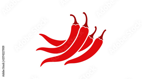 Set of bright red chili pepper illustrations.