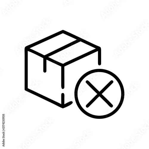 Box with cross symbol showing package delivery issue.
