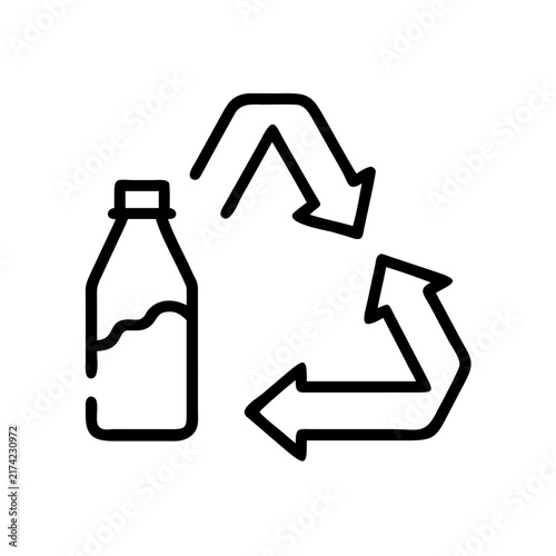 Plastic bottle recycling symbol icon for zero waste concepts.