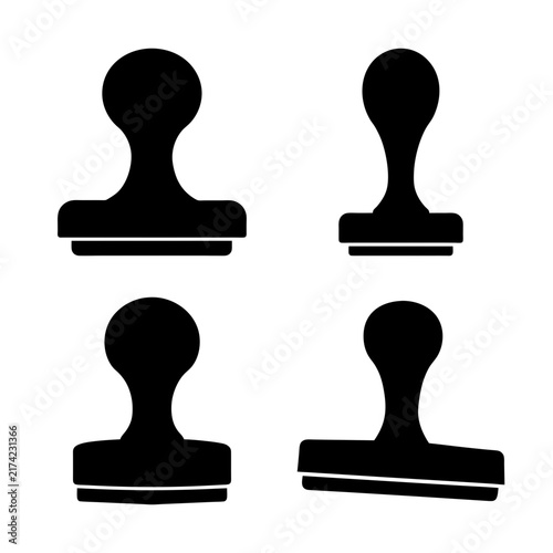 Four black vintage-style rubber stamps - Simple set of four identical black vintage rubber stamps with classic design, ready for use in stationery or craft projects.