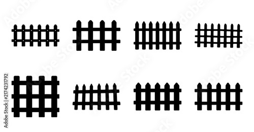 Modern chain link fence patterns collection - Clean and stylish set of black chain link fence designs in various styles for graphic and web use.