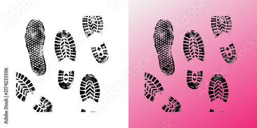 Obraz na płótnie Grunge Shoe Print Pattern Set isolated on transparent background