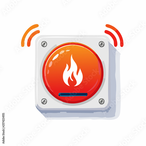 Red Fire Alarm Button Vector Icon for Emergency Alert Concept