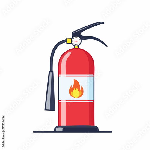 Red fire extinguisher vector illustration for fire safety equipment isolated on white