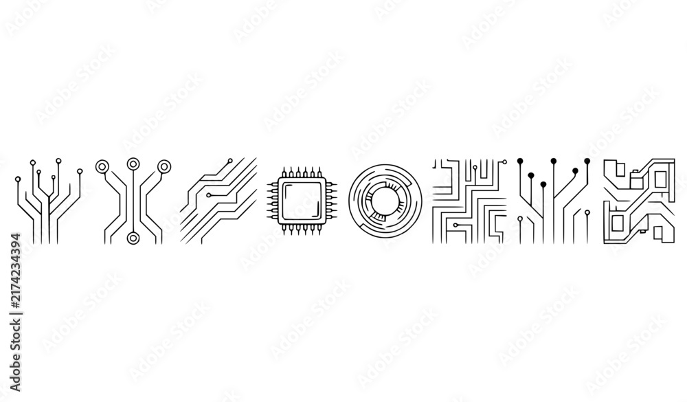 Obraz premium Futuristic Circuit Line Technology Vector Pattern on White Background