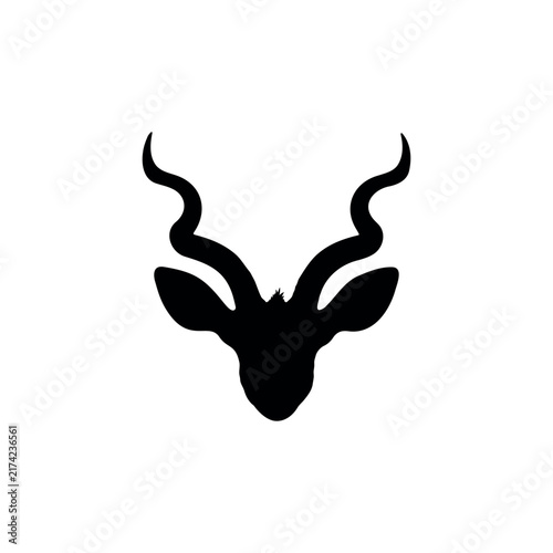 kudu head silhouette icon vector illustration on white background.