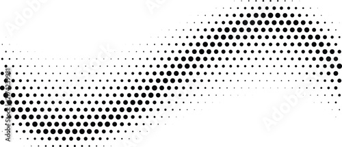 Curve half tone circle dots wave background. Wavy halftone pattern. Abstract wave texture. Vector illustration.