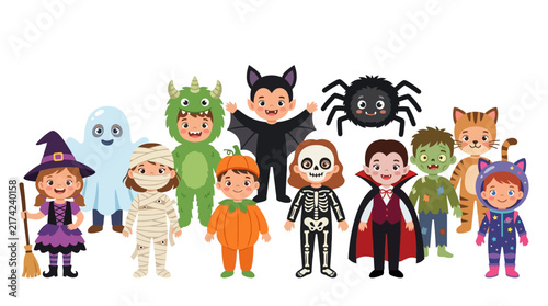 Foto Children in Cute Halloween Costumes Group