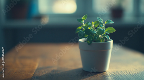 Small succulent plant grows in a.