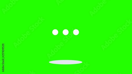 Blue chat bubble animation with three typing dots on green screen background.