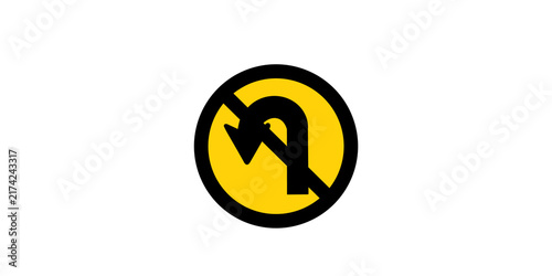 Obraz na płótnie No u turn traffic sign icon for urban road and transport safety graphics