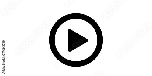 Quadro su tela Black circle play button icon for video and audio content navigation