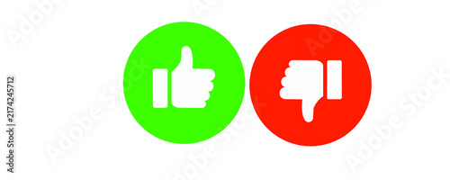 Canvastavla Green thumbs up and red thumbs down voting buttons on a transparent background