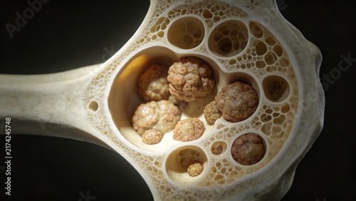 Bone Cancer: Malignant Tumor Lesion of Human Bone Tissue, 3D Medical Anatomical Illustration of Skeletal System Organ