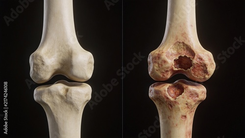 Bone Cancer: Malignant Tumor Lesion of Human Bone Tissue, 3D Medical Anatomical Illustration of Skeletal System Organ