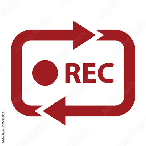Red REC button with circular arrows icon for recording and playback