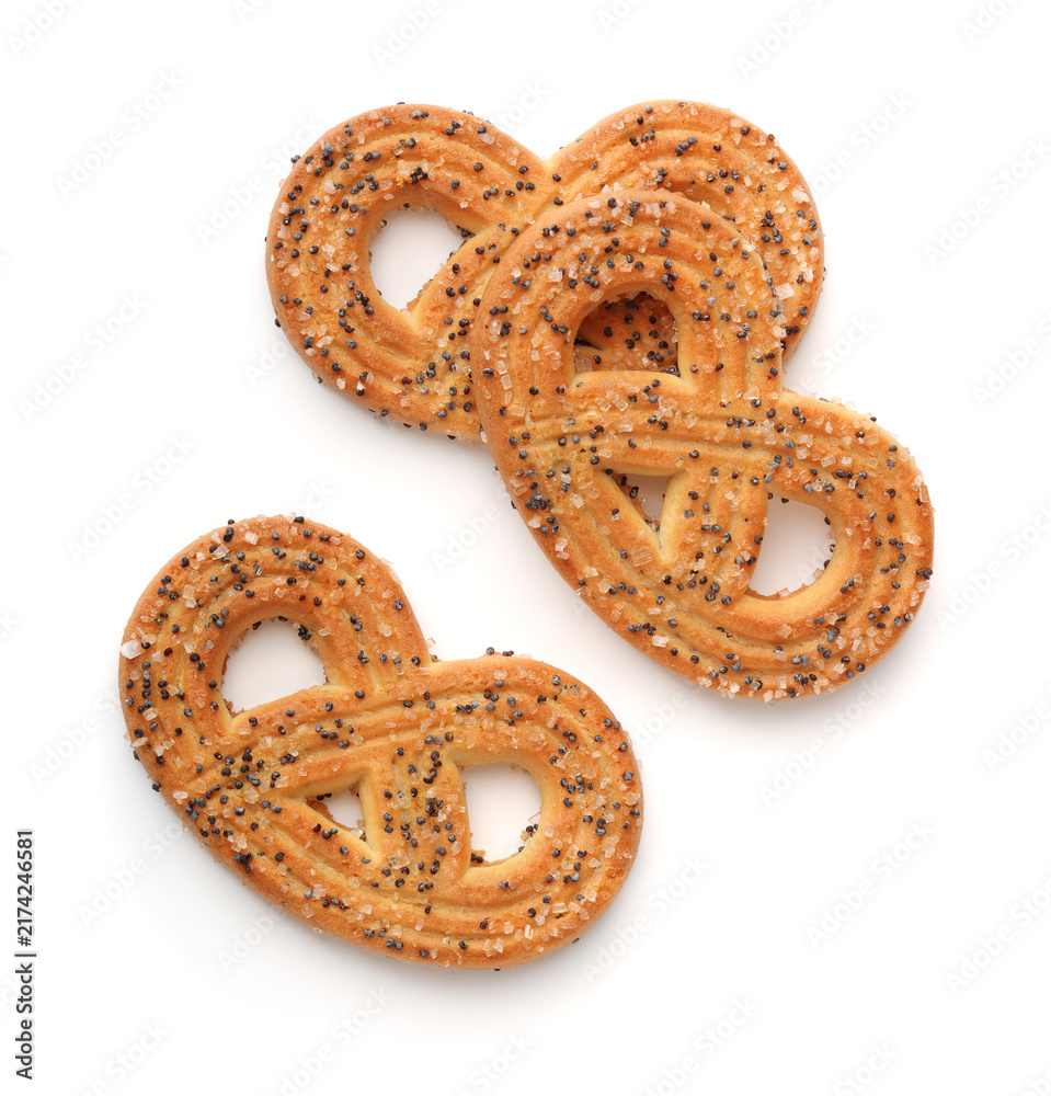 Naklejka premium Top view of poppy seed biscuits