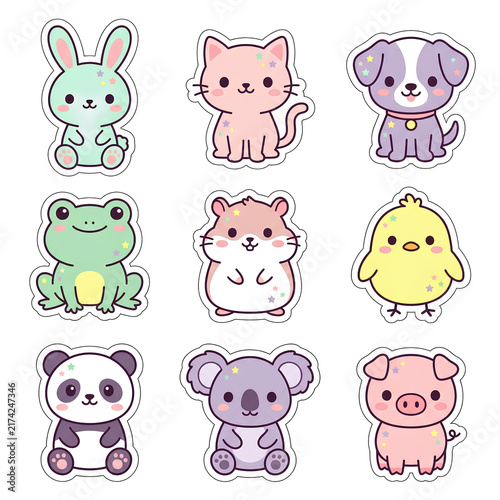 Pastel Kawaii Animal Sticker Set